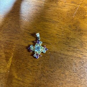 Coptic Cross Multi Gemstone GSJ CN Sterling Silver Pendant Only